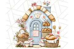 Blue Cottagecore Kitchen Clipart, Vintage Country Floral Png Product Image 5