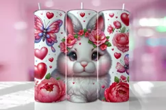 Valentine's Day Buny Tumbler Wrap Sublimation Design Product Image 1