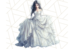 Victorian Gothic Wedding Dress PNG, Dark Bridal Clipart Product Image 5
