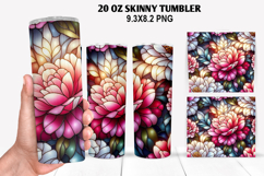 Flower Skinny Tumbler 20oz Wrap Design, Flowers Tumble PNG Product Image 1