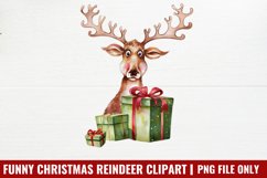 Funny Christmas Reindeer Clipart PNG Product Image 1