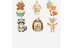 Woodland Animals Birthday Clipart PNG, 12 Cute Forest Animal Product Image 2