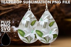 Glittery Summer Bloom Teardrop Earring Sublimation Product Image 1