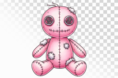 Spiral Eyes Stitched Doll Pink Halloween Voodoo PNG Product Image 1