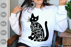 Just A Girl Who Loves Cats SVG Cut Files/ Cat Mom SVG Design Product Image 1