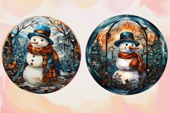 Snowman stained glass ,Christmas Clipart Product Image 5
