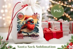 Christmas Bird Santa Sack, Christmas Gift Bag Design Product Image 1