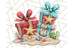 Christmas Penguins The Beach Clipart PNG, Tropical Holiday Product Image 5