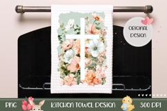 Flowers Towel PNG, Christian Floral Cross Towel Product Image 1