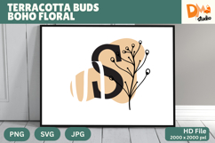 Terracotta Buds Boho Floral Monogram Product Image 1