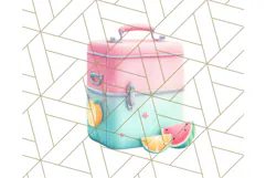 Pink and Mint Summer Clipart PNG Beach Icons, Summer Fun Png Product Image 5