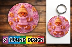 Christmas 3D Gingerbread Round Design Festive Keychain Product Image 1