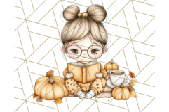 Pumpkin Spice Chibi Girls, Fall Accessories PNG, Cozy Autumn Product Image 5