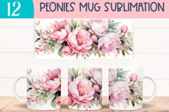 Watercolor peony mug wraps for Sublimation BUNDLE PNG Product Image 7
