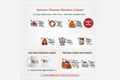 Fall Planner Stickers Clipart Bundle | 32 PNG Files, Autumn Product Image 3