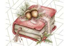 Christmas Book Clipart, Festive Reading PNG Illustrations Product Image 5