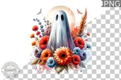 Halloween Ghost And Flowers Sublimation - Halloween Clipart Product Image 1