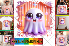 LUMINOUS TOTE BAG Designs PNG, 3D Cute Ghost Product Image 1