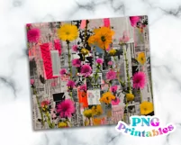 Punk Rock Floral Collage 20 oz Skinny Tumbler Wrap Product Image 2