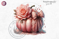 Shabby Chic Pink Coquette Pumpkins with bow PNG Clipart Set Product Image 10