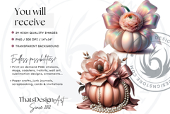 Shabby Chic Pink Coquette Pumpkins with bow PNG Clipart Set Product Image 2