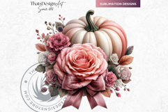Shabby Chic Pink Coquette Pumpkins with bow PNG Clipart Set Product Image 5
