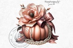Shabby Chic Pink Coquette Pumpkins with bow PNG Clipart Set Product Image 7