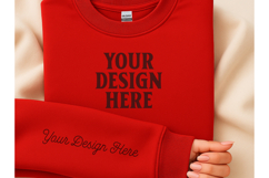 Gildan 18000 Red Sleeve Mockup Product Image 1