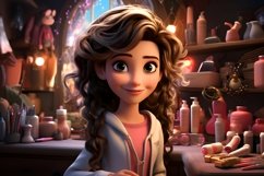 3D Character Girl Hairdresser with relevant environment Product Image 1