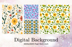 Flower Pattern Background Wallpaper Digital Paper_29 Product Image 1