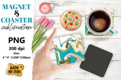 Abstract paint magnet/coaster sublimation. Fluid art Product Image 1