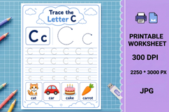 Letter c trace practice printable alphabet tracing worksheet Product Image 1
