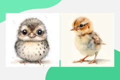 Cute Quail Bird Baby Watercolor illustration Set 4 Product Image 2
