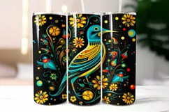 Folk Birds with Flowers Tumbler Wrap Sublimation Product Image 2