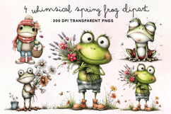 Whimsical Spring Frog Clipart PNG Product Image 1