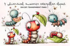 Whimsical Summer Caterpillar Clipart PNG Product Image 1