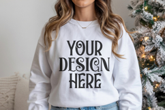 Christmas Gildan 18000 White Crewneck Sweatshirt Mockup Product Image 1