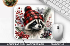 Racoon Mouse Pad Sublimation - Christmas Mouse Pad PNG Product Image 1