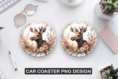 Red Deer Car Coaster Sublimation| Animal Coaster PNG Product Image 1