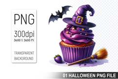 Halloween Witch Cupcake, Halloween Clipart PNG File Product Image 1