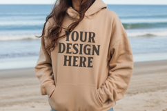 Sand Gildan 18500 Hoodie Mockup, G18000 Hoodie Model mockup Product Image 1