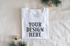 Christmas Bella Canvas 3001White Folded Tshirt Mockup Product Image 1