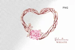 Watercolor Heart Valentine Wreath Boho Clipart Product Image 3