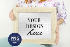 Woman holding Landscape Frame Mockup, Horizontal frame 8x10 Product Image 3