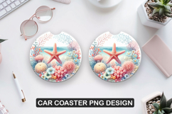 Shells Stars Car Coaster Sublimation| Animal Coaster PNG Product Image 1