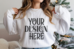 Christmas Gildan 18000 White Crewneck Sweatshirt Mockup Product Image 1