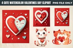 Cute Watercolor Valentines Day Clipart PNG Product Image 1