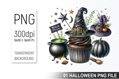 Halloween Witch Cupcake, Halloween Clipart PNG File Product Image 1