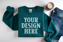 Irish Green Gildan 18000 Folded Flat Lay Mockups Product Image 1