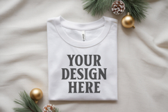 Christmas Bella Canvas 3001White Folded Tshirt Mockup Product Image 1